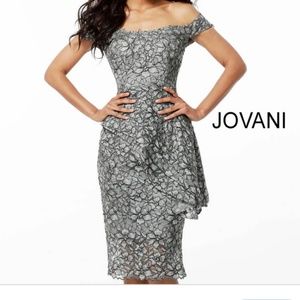 Jovani grey lace formal cocktail dress - Size 12